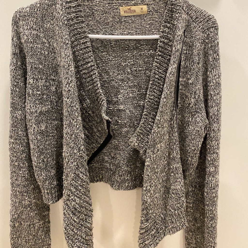 Cropped Zip Up Sweater, Hollister Gray Coverup Sweater